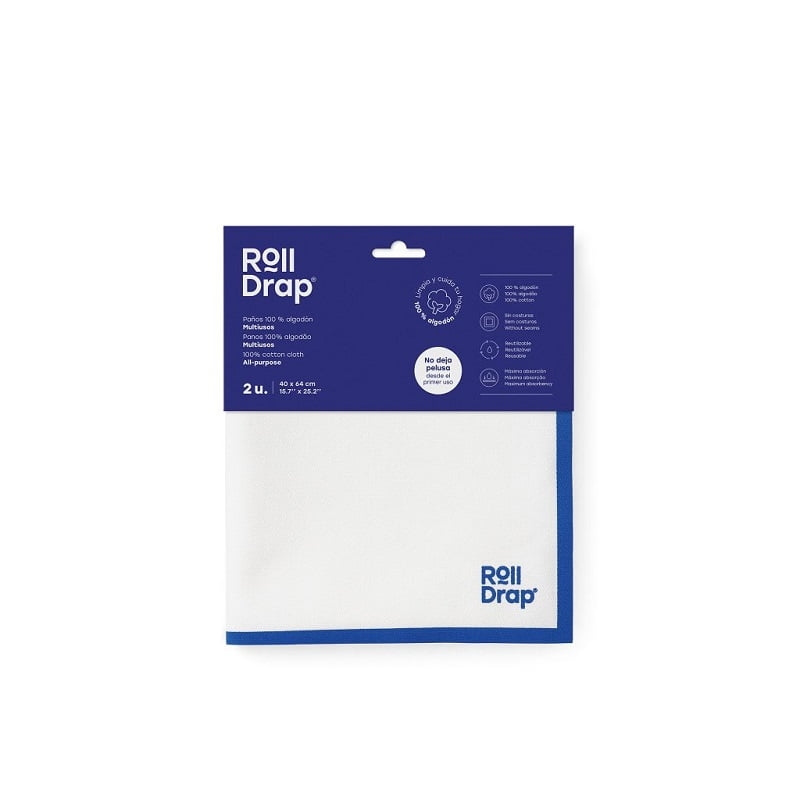Rouleau de 10 torchons multi-usage liseré bleu Roll Drap
