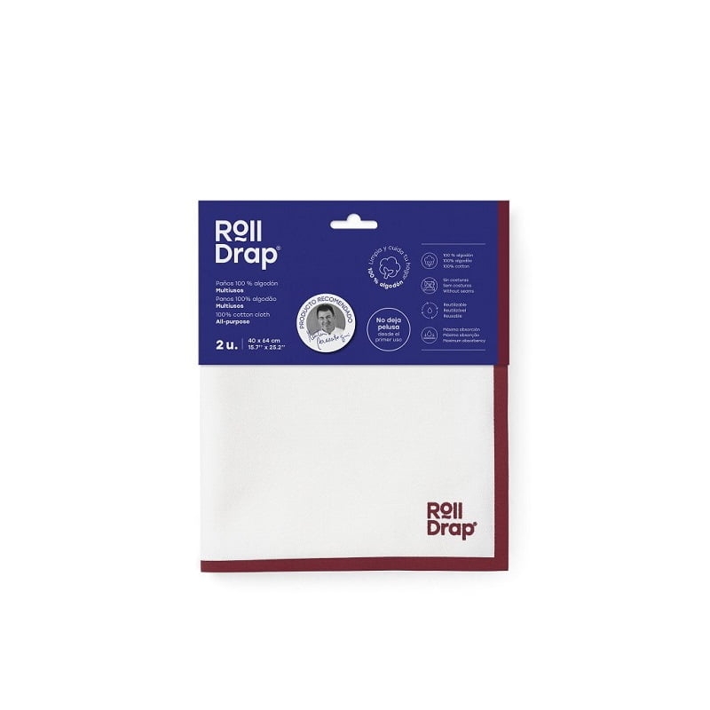 Rouleau de 10 torchons multi-usage liseré rouge Roll Drap