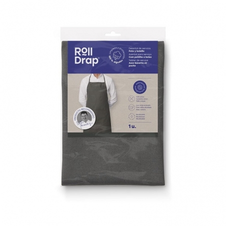 Tablier de cuisine avec bavette et poche gris anthracite Roll Drap Tablier de cuisine avec bavette et poche gris anthracite Roll Drap