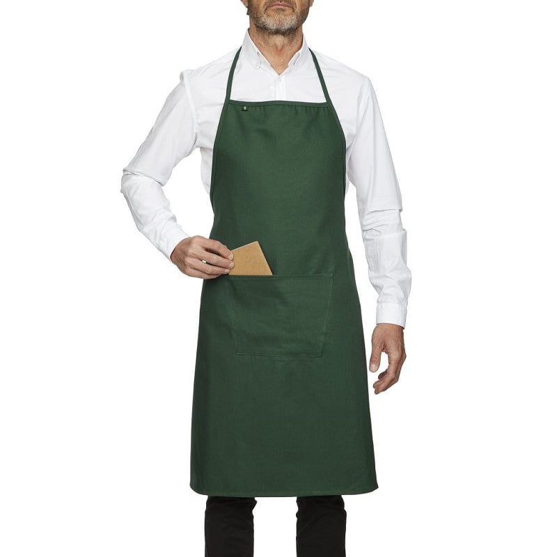 Tablier de cuisine avec bavette et poche vert Roll Drap