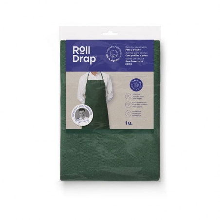 Tablier de cuisine avec bavette et poche vert Roll Drap Tablier de cuisine avec bavette et poche vert Roll Drap
