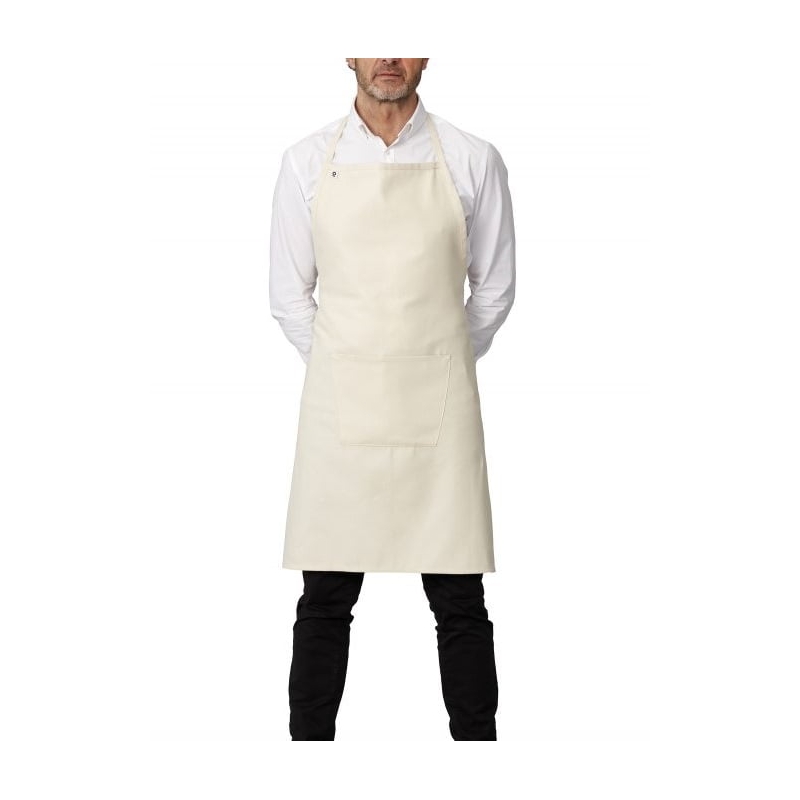 Tablier de cuisine avec bavette et poche ecru Roll Drap