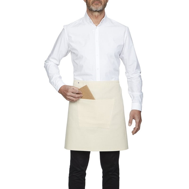 Tablier mi-long avec poche ecru Roll Drap