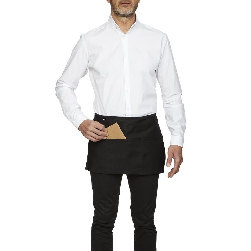 Tablier de service court à poche noir Roll Drap