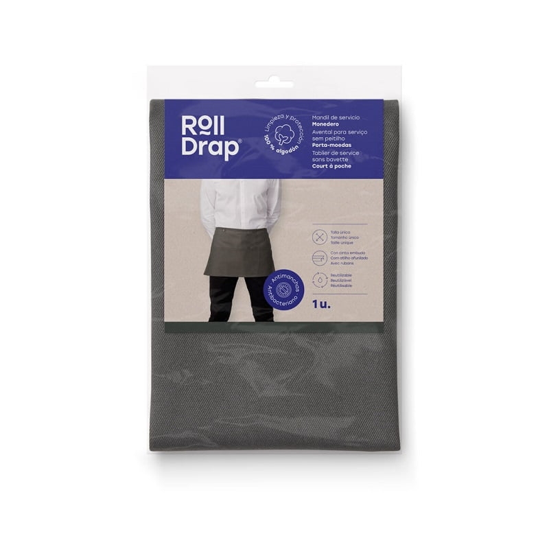 Tablier de service court à poche gris anthracite Roll Drap