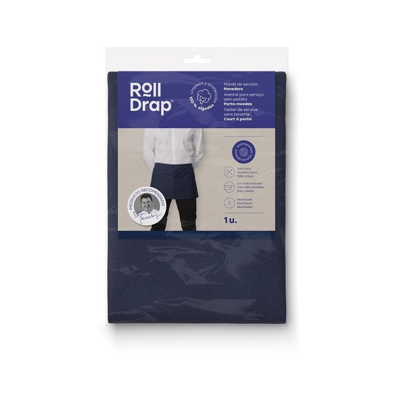 Tablier de service court à poche bleu pétrole Roll Drap
