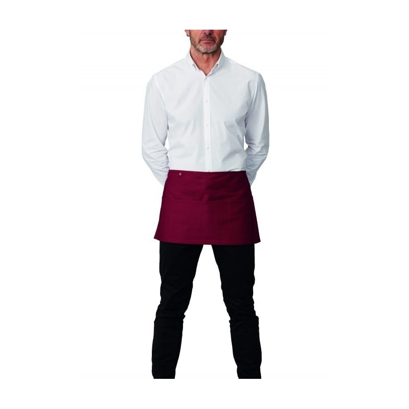 Tablier de service court à poche bordeaux Roll Drap