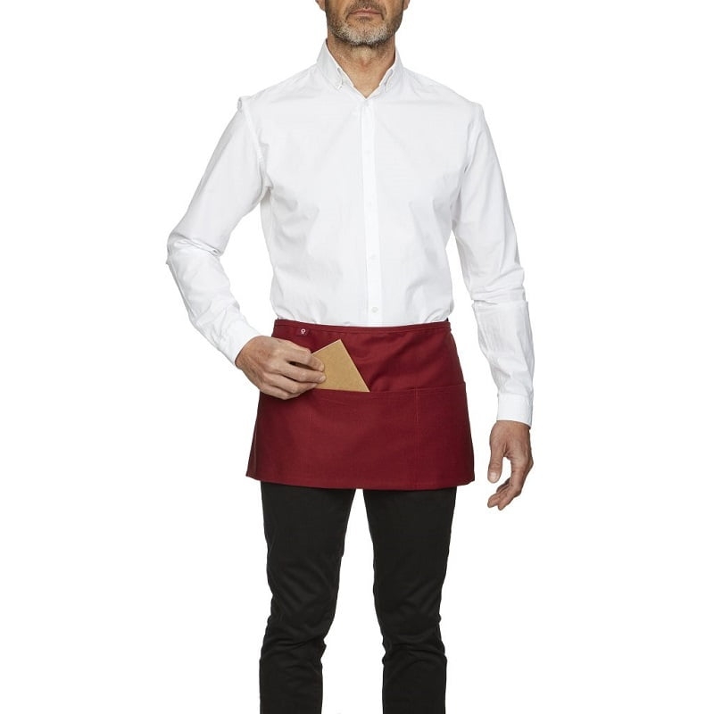 Tablier de service court à poche bordeaux Roll Drap
