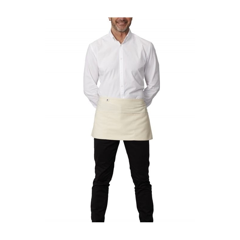 Tablier de service court à poche ecru Roll Drap