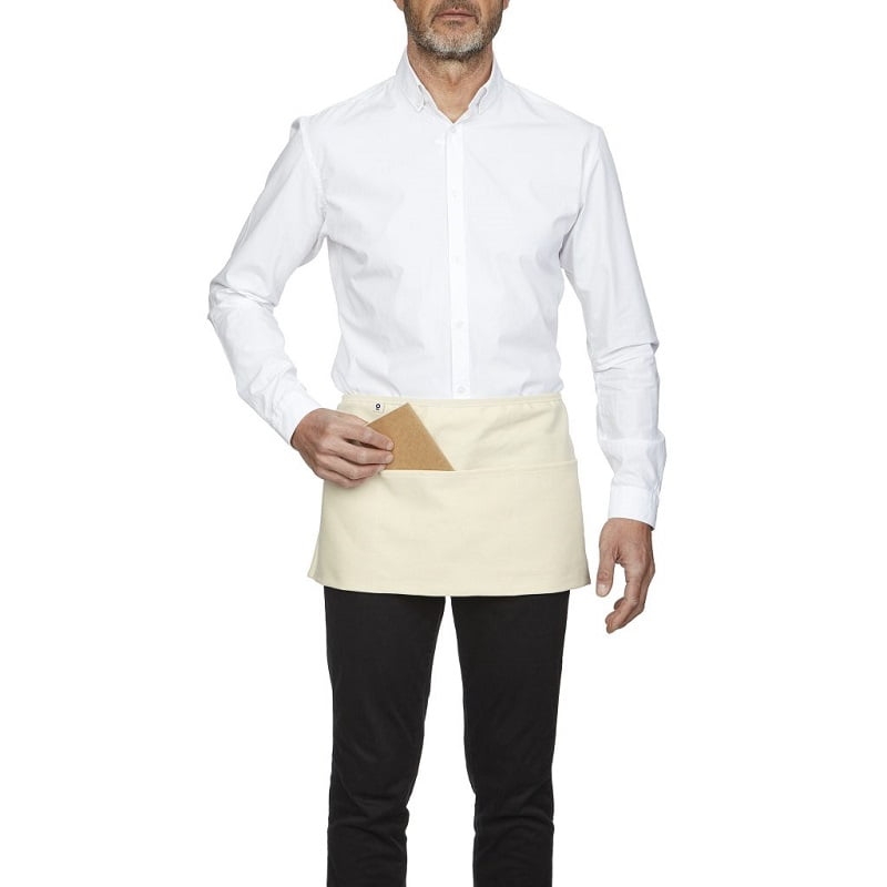 Tablier de service court à poche ecru Roll Drap