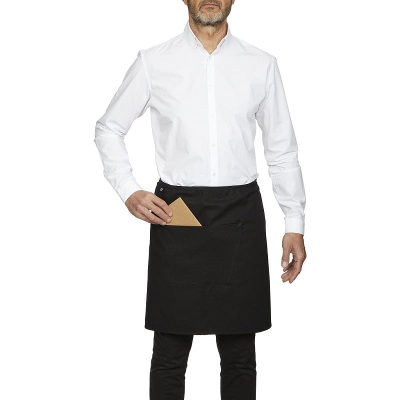 Tablier mi-long avec poche noir Roll Drap