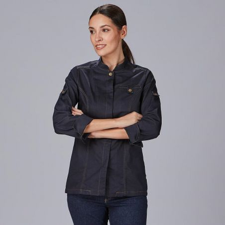 Veste de cuisine en jean denim femme Valera Gary's