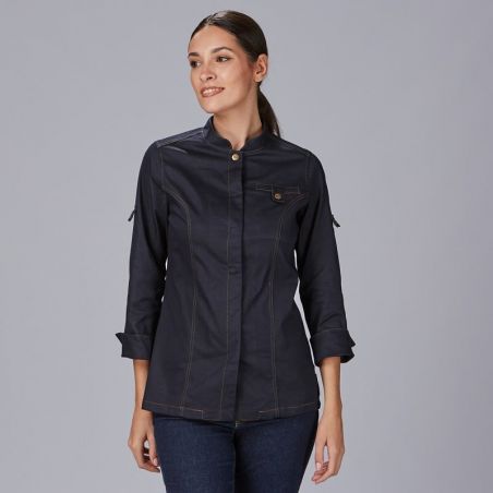 Veste de cuisine en jean denim femme Valera Gary's