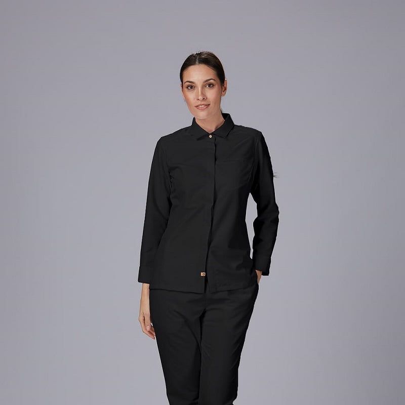 Veste cuisine style chemise éco responsable femme Moral Gary's