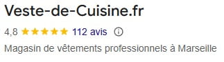 Avis clients google veste de cuisine